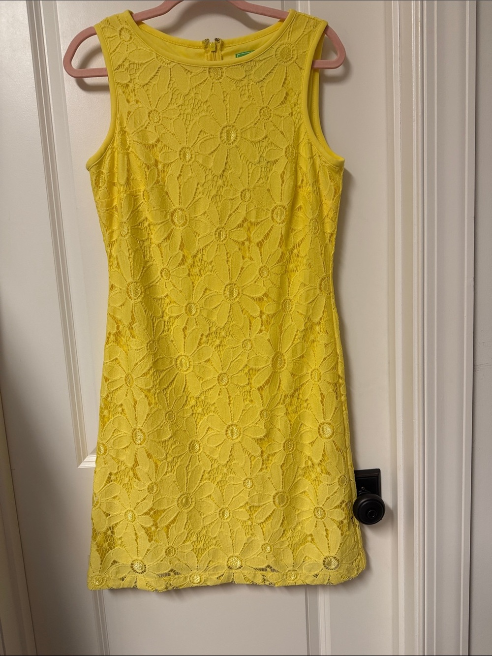Pappagallo Bright Yellow Floral Lace Mini Dress